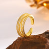 Adjustable Cross Ring for Women, Copper Double-Layer Openwork Band with Sparkling Accents, Gold or Silver Tone - Gold j0111 / Adjustable opening