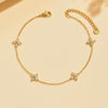 Clover Anklets for Women, Copper Chains with Sparkling Four-Leaf Motif, Assorted Design Options - Product view 2