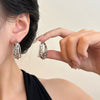 Oval Hoop Earrings for Women, Copper Design with Textured Surface in Gold or Silver Tone - Product view 2