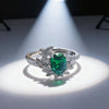 Green Oval Synthetic Gemstone Ring, Silver-Tone Setting, Adjustable, 10 Designs