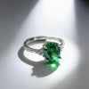 Green Oval Synthetic Gemstone Ring, Silver-Tone Setting, Adjustable, 10 Designs