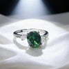 Green Oval Synthetic Gemstone Ring, Silver-Tone Setting, Adjustable, 10 Designs