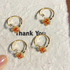 Red Maple Leaf Ring, Gold-Tone Alloy with Colored Leaves, Adjustable Open Band