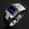 Rectangular Accent Ring, Silver-Tone Copper with Blue or Green Center and Clear Side Accents, Adjustable