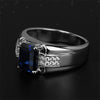 Rectangular Accent Ring, Silver-Tone Copper with Blue or Green Center and Clear Side Accents, Adjustable