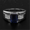 Rectangular Accent Ring, Silver-Tone Copper with Blue or Green Center and Clear Side Accents, Adjustable