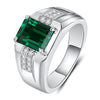Rectangular Accent Ring, Silver-Tone Copper with Blue or Green Center and Clear Side Accents, Adjustable