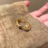 Antique Gold-Tone Open Ring for Women, Brown Oval and Clear Accent Designs