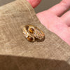 Antique Gold-Tone Open Ring for Women, Brown Oval and Clear Accent Designs