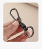 Braided Leather Keychain with Clip and Round Ring, Black or Natural Cord, 5 Finish Combinations