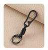 Braided Leather Keychain with Clip and Round Ring, Black or Natural Cord, 5 Finish Combinations