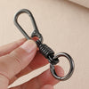 Braided Leather Keychain with Clip and Round Ring, Black or Natural Cord, 5 Finish Combinations
