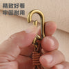 Braided Leather Keychain with Clip and Round Ring, Black or Natural Cord, 5 Finish Combinations