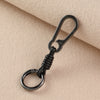 Braided Leather Keychain with Clip and Round Ring, Black or Natural Cord, 5 Finish Combinations