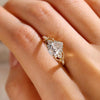 Pear-Cut Accent Ring Set, Gold-Tone Copper with Clear Accents, Adjustable, 2 Pieces