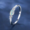 Opal-Style Ring for Women, Silver-Tone Copper Band with Geometric Setting, Sizes 6-10 - Product view 1