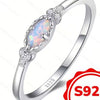 Opal-Style Ring for Women, Silver-Tone Copper Band with Geometric Setting, Sizes 6-10 - Product view 2