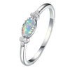 Opal-Style Ring for Women, Silver-Tone Copper Band with Geometric Setting, Sizes 6-10 - Product view 4