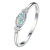 Opal-Style Ring for Women, Silver-Tone Copper Band with Geometric Setting, Sizes 6-10 - Product view 5