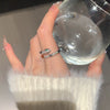 Snake Ring, Silver-Tone Copper with Green Eyes and Clear Accents, Adjustable Open Band
