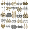 Vintage Earring Sets for Women, Textured Zinc Alloy Hoops and Mixed Shapes, 24-Pair or 25-Pair Options - Z036-25 pair