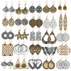 Vintage Earring Sets for Women, Textured Zinc Alloy Hoops and Mixed Shapes, 24-Pair or 25-Pair Options - Z037-25 pair