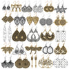 Vintage Earring Sets for Women, Textured Zinc Alloy Hoops and Mixed Shapes, 24-Pair or 25-Pair Options - Z034-24 pair