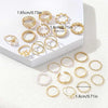 22-Piece Stacking Ring Set for Women, Geometric Metal Bands in Gold or Silver Tone - Product view 3