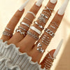 22-Piece Stacking Ring Set for Women, Geometric Metal Bands in Gold or Silver Tone - 22-piece ring set—silver