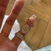 Clear Accent Ring, Gold-Tone Copper with Adjustable Opening, 3 Decorative Designs