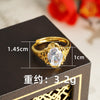 Oval Accent Ring, Gold-Tone Alloy with Floral Setting, Adjustable Open Band, 5 Colors