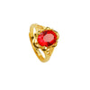 Oval Accent Ring, Gold-Tone Alloy with Floral Setting, Adjustable Open Band, 5 Colors