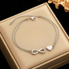 Stainless Steel Double-Layer Anklet with Heart and Figure-Eight Accents - F2124