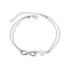 Stainless Steel Double-Layer Anklet with Heart and Figure-Eight Accents - Product view 5
