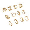 Adjustable Geometric Ring Sets for Women, Zinc Alloy Bands in Gold or Silver Tone, 11-Piece or 12-Piece Options - Product view 5