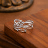 Adjustable Open Rings for Women, 304 Stainless Steel Geometric Bands in Gold or Steel Tone, Sold Individually - J1386-e2 [steel color] single