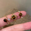 Brown Accent Open Rings, Gold-Tone Alloy, Sunflower, Star and Teardrop Designs