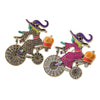 Witch Riding Bicycle Brooch Pin, Zinc Alloy Cartoon Design with Sparkling Accents in Pink or Gray - Product view 3