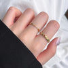 Slim Stacking Ring, Gold-Tone Stainless Steel with Multicolor Accents, Star or Band Design, Sizes 5-10