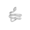 Snake Wrap Ring, Stainless Steel with Textured Scales and Smooth Coils, Gold or Silver-Tone, Open Band