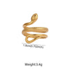 Snake Wrap Ring, Stainless Steel with Textured Scales and Smooth Coils, Gold or Silver-Tone, Open Band