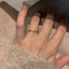 Knot Ring, Gold-Tone Copper with Clear Leaf-Shaped Accents, Adjustable Open Band