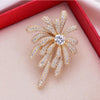 Firework Brooch Pin for Women, Alloy Burst Design with Rhinestone or Pearl-Style Accents, Gold or Silver Tone - Product view 1