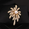 Firework Brooch Pin for Women, Alloy Burst Design with Rhinestone or Pearl-Style Accents, Gold or Silver Tone - Fireworks pearl gold brooch