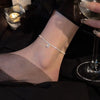 Sparkling Chain Anklet for Women, Alloy Design with Single-Strand or 2-Piece Options - 1 strip with Sparkling
