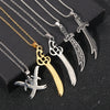 Sword Pendant Necklaces, Stainless Steel Miniature Scimitar and Double-Sword Jewelry Design Options - Product view 1