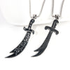 Sword Pendant Necklaces, Stainless Steel Miniature Scimitar and Double-Sword Jewelry Design Options - Product view 3