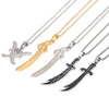 Sword Pendant Necklaces, Stainless Steel Miniature Scimitar and Double-Sword Jewelry Design Options - Product view 4