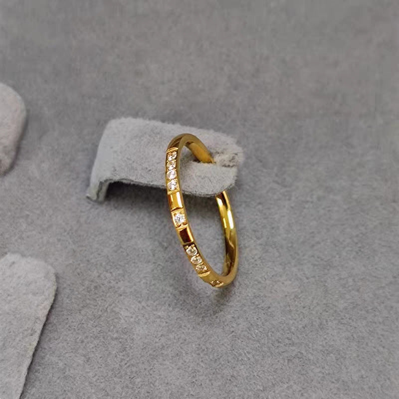 Slim Accent Band Ring, Gold-Tone Stainless Steel, 1314 Design, Sizes 5-10