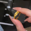 Leaf Branch Ring, Gold-Tone Brass with Textured Leaves, Adjustable Open Band
